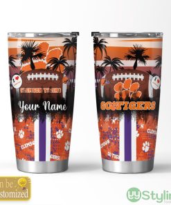 Clemson Tigers Tropical Personalized Name 3D Tumbler Summer Gift For Fans Product Photo 1