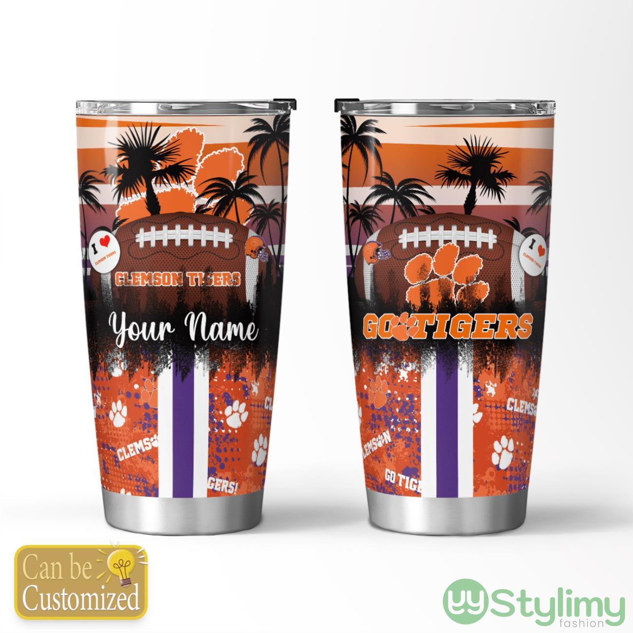 Clemson Tigers Tropical Personalized Name 3D Tumbler Summer Gift For Fans 4 Clemson Tigers Tropical Personalized Name 3D Tumbler Summer Gift For Fans Product Photo 1