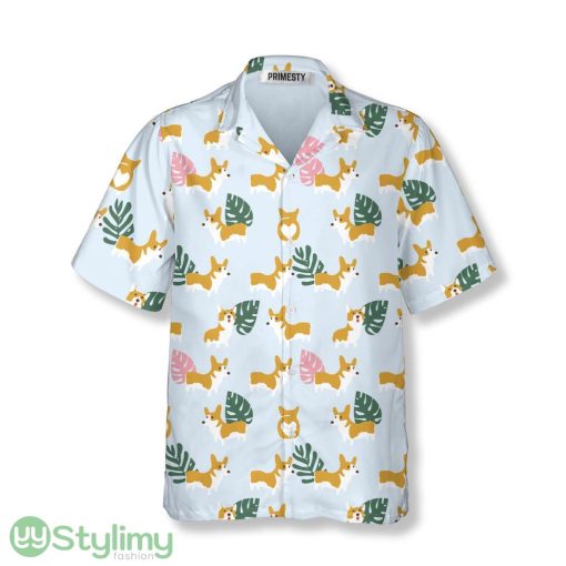 Corgi Tropical Leaves Pattern Corgi Hawaiian Shirt Product Photo 1