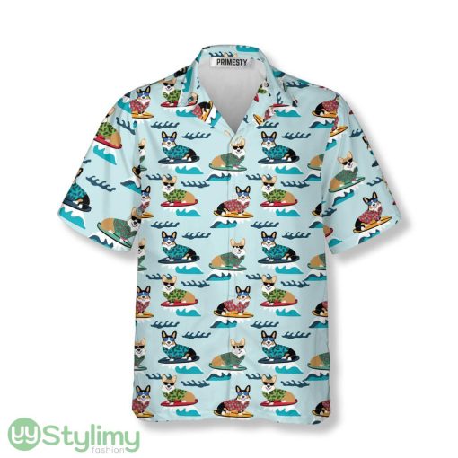 Corgies Surfing Tropical Summer Corgi Hawaiian Shirt Product Photo 1
