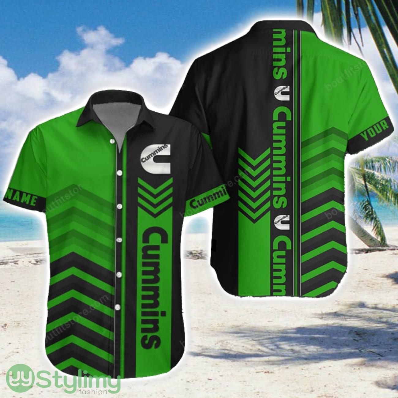 Cummins Green Hawaiian Shirt Men Women Beach Gift Custom Name 1 Cummins Green Hawaiian Shirt Men Women Beach Gift Custom Name Product Photo 1