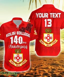 Custom Name And Number Kolisi Tonga College Atele 140 Years Anniversary Tongan Ngatu Tonga Button Down Hawaiian Shirt Trending Summer Product Photo 1