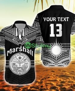 Custom Name And Number Marshall Islands Best Tattoo Version Black Marshall Islands Button Down Hawaiian Shirt Trending Summer Product Photo 1