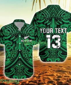 Custom Name And Number New Zealand Silver Fern Rugby All Black Green Nz Maori Pattern New Zealand Button Down Hawaiian Shirt Trending Summer Product Photo 1