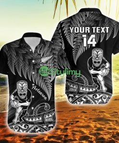 Custom Name And Number New Zealand Silver Fern Rugby All Black Koru Maori New Zealand Button Down Hawaiian Shirt Trending Summer Product Photo 1