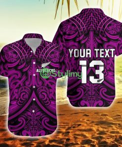 Custom Name And Number New Zealand Silver Fern Rugby All Black Purple Nz Maori Pattern New Zealand Button Down Hawaiian Shirt Trending Summer Product Photo 1