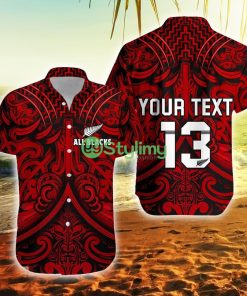 Custom Name And Number New Zealand Silver Fern Rugby All Black Red Nz Maori Pattern New Zealand Button Down Hawaiian Shirt Trending Summer Product Photo 1