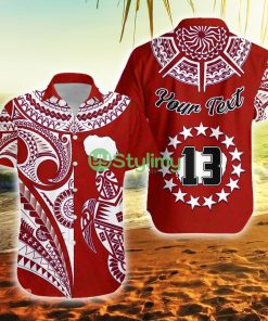 Custom Name And Number Rarotonga Cook Islands Turtle And Map Style Red Cook Islands Button Down Hawaiian Shirt Trending Summer Product Photo 1