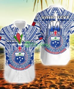 Custom Name And Number Samoa Rugby Manu Samoa 7s Ginger White Polynesian Samoa Button Down Hawaiian Shirt Trending Summer Product Photo 1
