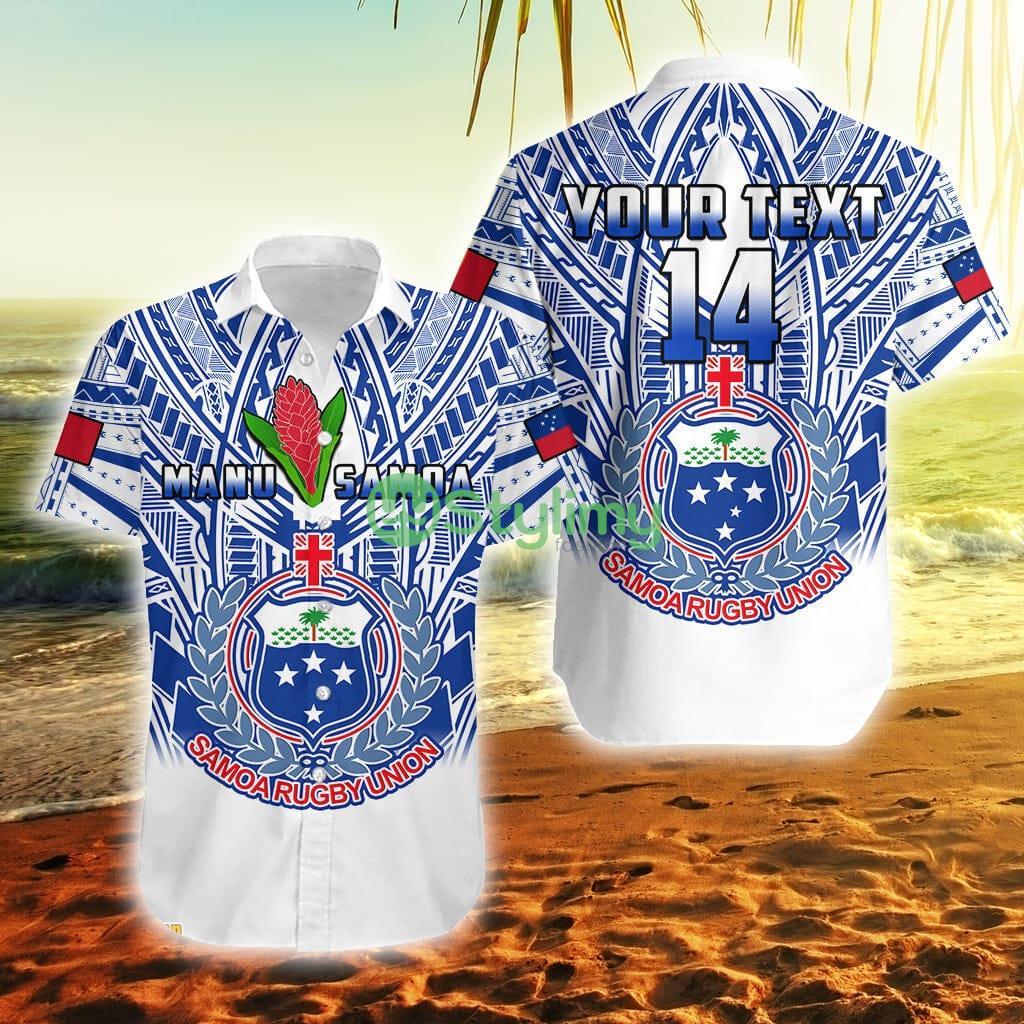 Custom Name And Number Samoa Rugby Manu Samoa 7s Ginger White Polynesian Samoa Button Down Hawaiian Shirt Trending Summer 2 Custom Name And Number Samoa Rugby Manu Samoa 7s Ginger White Polynesian Samoa Button Down Hawaiian Shirt Trending Summer Product Photo 1