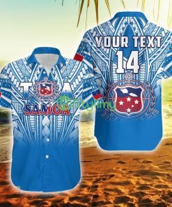 Custom Name And Number Samoa Rugby Samoa Personalise Toa Samoa Polynesian Pacific Blue Version Samoa Button Down Hawaiian Shirt Trending Summer Product Photo 1