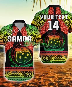 Custom Name And Number Samoa Rugby Teuila Torch Ginger Gradient Style Samoa Button Down Hawaiian Shirt Trending Summer Product Photo 1