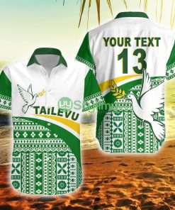 Custom Name And Number Tailevu Rugby Fiji Rugby Tapa Pattern White Fiji Button Down Hawaiian Shirt Trending Summer Product Photo 1