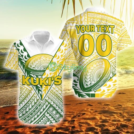 Custom Name And Number The Kuki's Cook Islands Rugby Be Unique Vibe White Cook Islands Button Down Hawaiian Shirt Trending Summer Product Photo 1