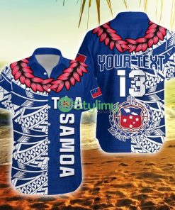 Custom Name And Number Toa Samoa Rugby Siamupini Ula Fala Blue Samoa Button Down Hawaiian Shirt Trending Summer Product Photo 1