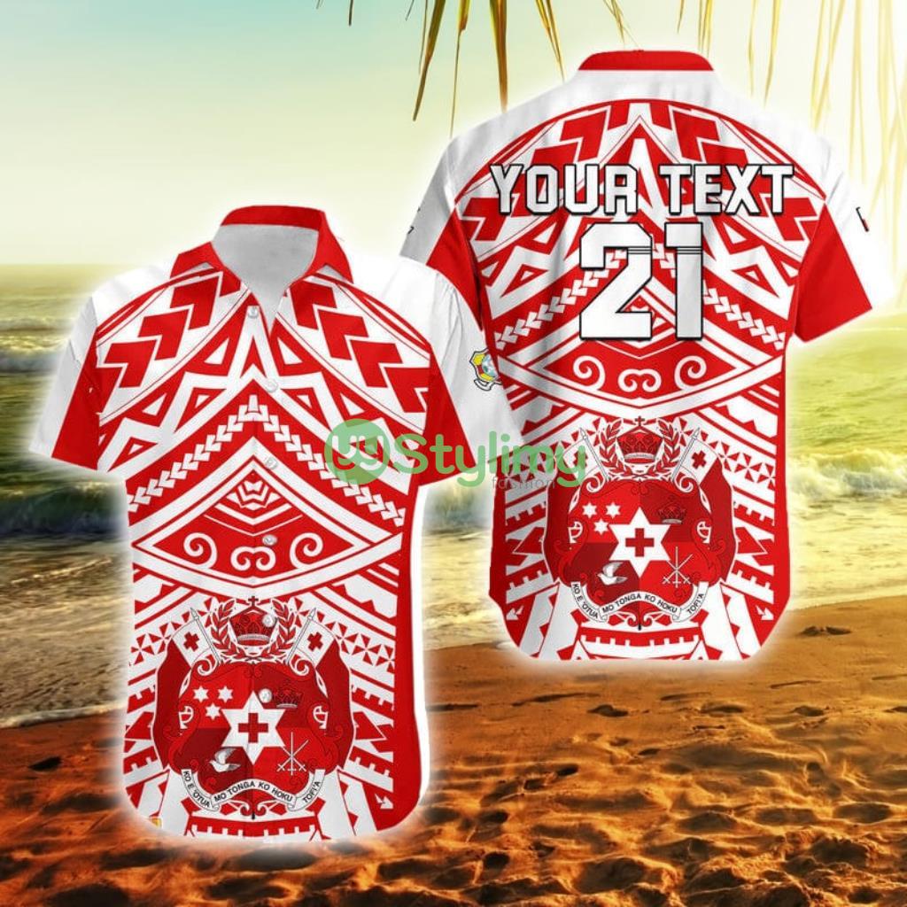 Custom Name And Number Tonga Rugby Sevens Coat Of Arms Tribal Polynesian Pattern Tonga Button Down Hawaiian Shirt Trending Summer 2 Custom Name And Number Tonga Rugby Sevens Coat Of Arms Tribal Polynesian Pattern Tonga Button Down Hawaiian Shirt Trending Summer Product Photo 1