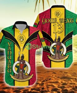 Custom Name And Number Vanuatu Pig Tusk Polynesian Vanuatu Button Down Hawaiian Shirt Trending Summer Product Photo 1