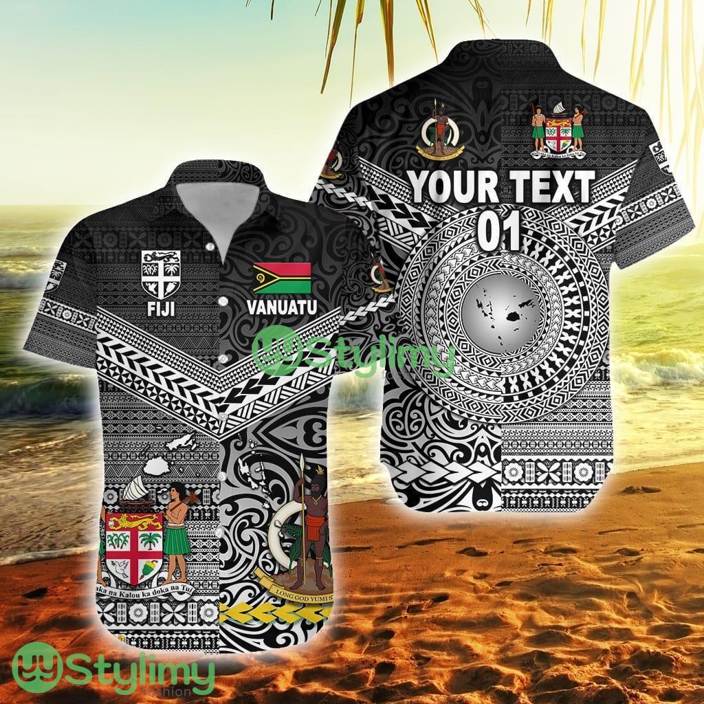Custom Vanuatu Fiji Polo Shirt Together Black, Custom Text And Number Vanuatu Button Down Hawaiian Shirt Trending Summer 1 Custom Vanuatu Fiji Polo Shirt Together Black, Custom Text And Number Vanuatu Button Down Hawaiian Shirt Trending Summer Product Photo 1