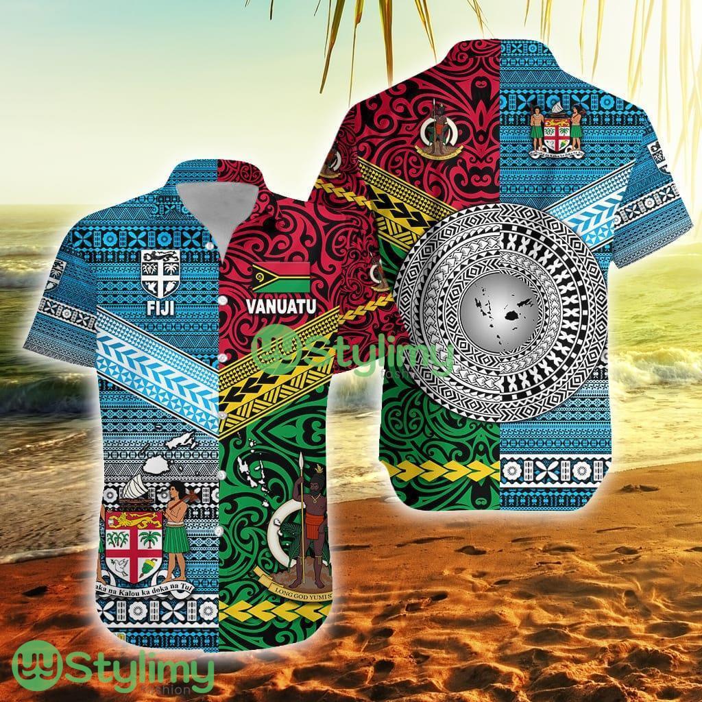 Custom Vanuatu Fiji Zip Hoodie Together Bright Color Vanuatu Button Down Hawaiian Shirt Trending Summer 1 Custom Vanuatu Fiji Zip Hoodie Together Bright Color Vanuatu Button Down Hawaiian Shirt Trending Summer Product Photo 1