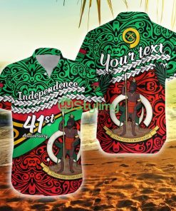Custom Vanuatu Independence T Shirt Happy Anniversary Vanuatu Button Down Hawaiian Shirt Trending Summer Product Photo 1