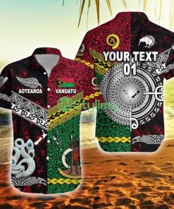 Custom Vanuatu New Zealand Polo Shirt Together Red, Custom Text And Number Vanuatu Button Down Hawaiian Shirt Trending Summer Product Photo 1