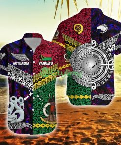Custom Vanuatu New Zealand T Shirt Together Purple Vanuatu Button Down Hawaiian Shirt Trending Summer Product Photo 1