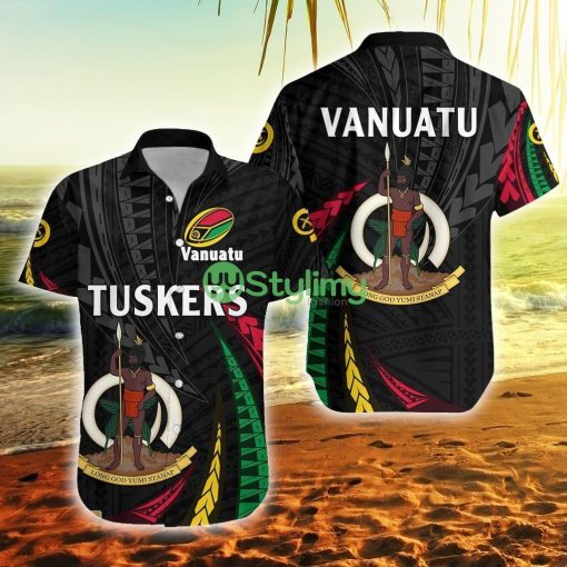 Custom Vanuatu Rugby Polo Shirt Tuskers Tornado Style Vanuatu Button Down Hawaiian Shirt Trending Summer Product Photo 1