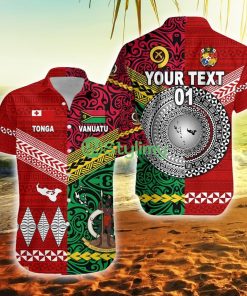 Custom Vanuatu Tonga Polo Shirt Polynesian Together Bright Red, Custom Text And Number Vanuatu Button Down Hawaiian Shirt Trending Summer Product Photo 1