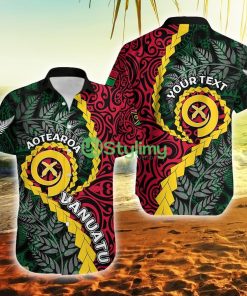 Custom Vanuatu Zip Hoodie Mix Maori Silver Fern Vanuatu Button Down Hawaiian Shirt Trending Summer Product Photo 1