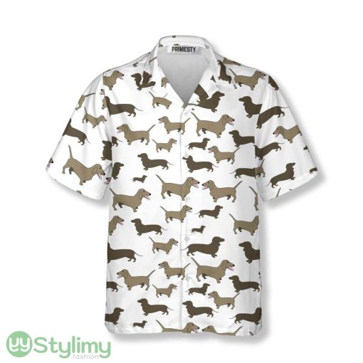 Dachshund Sticking Tongue Out White Background Dachshund Hawaiian Shirt Product Photo 1