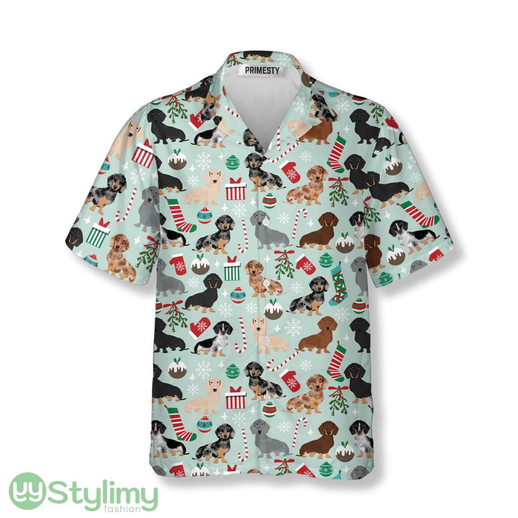 Dachshund With Christmas Pattern Dachshund Hawaiian Shirt 2 Dachshund With Christmas Pattern Dachshund Hawaiian Shirt Product Photo 1
