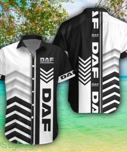 DAF White Hawaiian Shirt Shorts Sleeve Beach Shirt Custom Name Product Photo 1