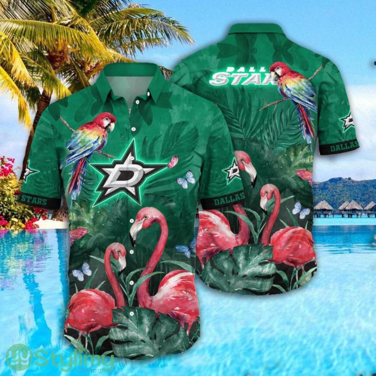 Dallas Stars NHL Parrot Falamingo Pattern Hawaiian Shirt Cute Summer Gift 1 Dallas Stars NHL Parrot Falamingo Pattern Hawaiian Shirt Cute Summer Gift Product Photo 1