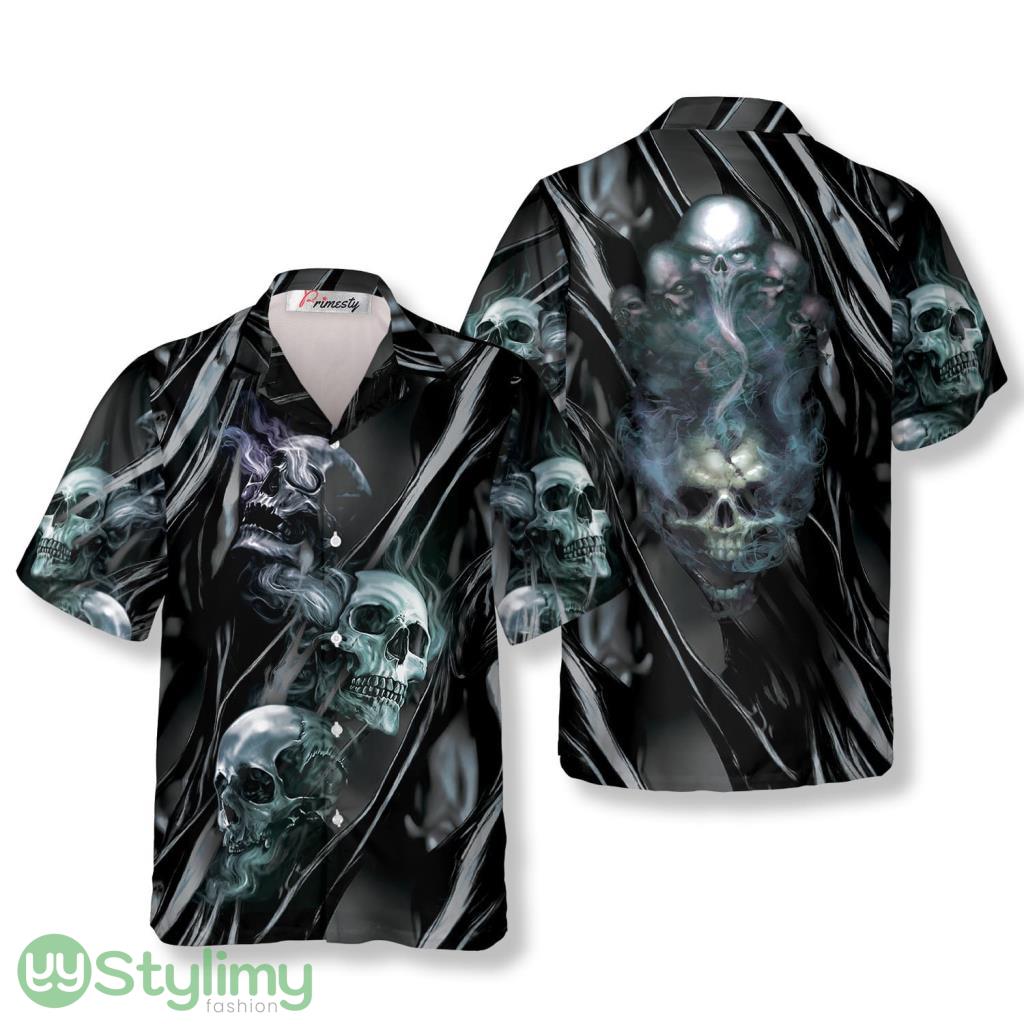 Dark Molten Metal Splash Wave Skull Hawaiian Shirt 2 Dark Molten Metal Splash Wave Skull Hawaiian Shirt Product Photo 1