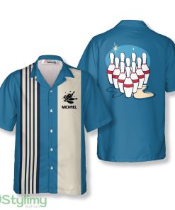 Deep Sky Blue 1950s Custom Bowling Hawaiian Shirt Product Photo 1