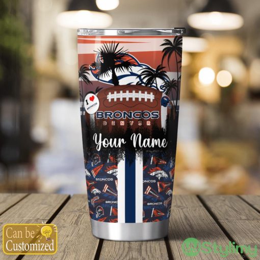 Denver Broncos Tropical Personalized Name 3D Tumbler Summer Gift For Fans Product Photo 2