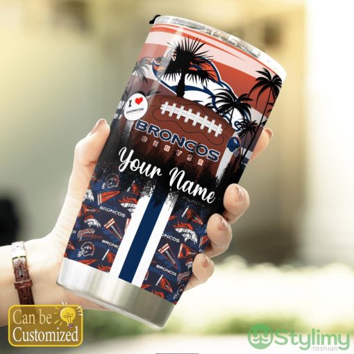 Denver Broncos Tropical Personalized Name 3D Tumbler Summer Gift For Fans Product Photo 3