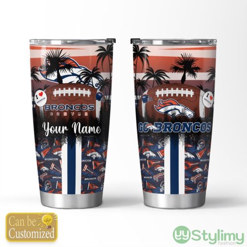 Denver Broncos Tropical Personalized Name 3D Tumbler Summer Gift For Fans Product Photo 1