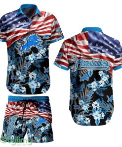 Detroit Lions NFL Hawaiian Shirt And Short Summer Tropical Pattern US Flag Best Gift Product Photo 1