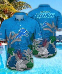 Detroit Lions NFL Tropical Leaves Pattern Hawaiian Shirt For Fans Product Photo 1