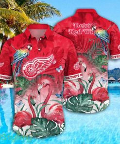 Detroit Red Wings NHL Parrot Falamingo Pattern Hawaiian Shirt Cute Summer Gift Product Photo 1