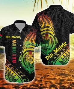Din Malvir Vanuatu Rugby Turtle Color Vanuatu Button Down Hawaiian Shirt Trending Summer Product Photo 1