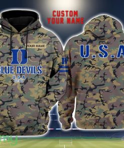 Duke Blue Devils 3D Printing Army Camo Pattern Unisex Hoodies Custom Name For Fans Product Photo 1