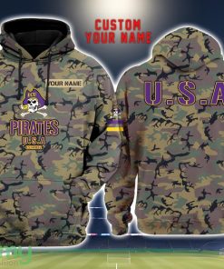 East Carolina Pirates 3D Printing Army Camo Pattern Unisex Hoodies Custom Name For Fans Product Photo 1