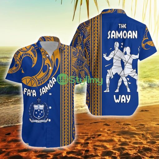 Fa'a Samoa The Samoan Way Siva Tau Blue Samoa Button Down Hawaiian Shirt Trending Summer Product Photo 1