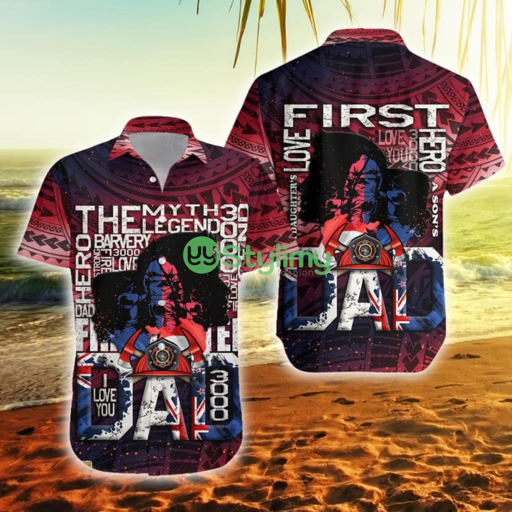 Father's Day New Zealand Firefighter Dad Maori Pattern Style New Zealand Button Down Hawaiian Shirt Trending Summer 2 fathers day new zealand firefighter dad maori pattern style new zealand button down hawaiian shirt trending summer