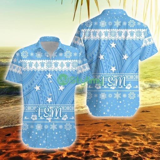 Federated States Of Micronesia Christmas Simple Style Fsm Flag Federated States Of Micronesia Button Down Hawaiian Shirt Trending Summer Product Photo 1