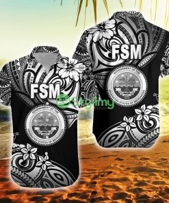 Federated States Of Micronesia Unique Vibes Black Federated States Of Micronesia Button Down Hawaiian Shirt Trending Summer Product Photo 1