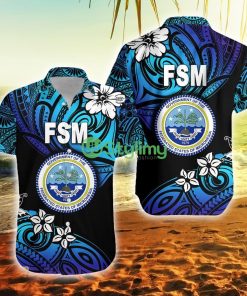 Federated States Of Micronesia Unique Vibes Blue Federated States Of Micronesia Button Down Hawaiian Shirt Trending Summer Product Photo 1