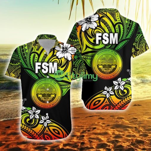Federated States Of Micronesia Unique Vibes Reggae Federated States Of Micronesia Button Down Hawaiian Shirt Trending Summer Product Photo 1